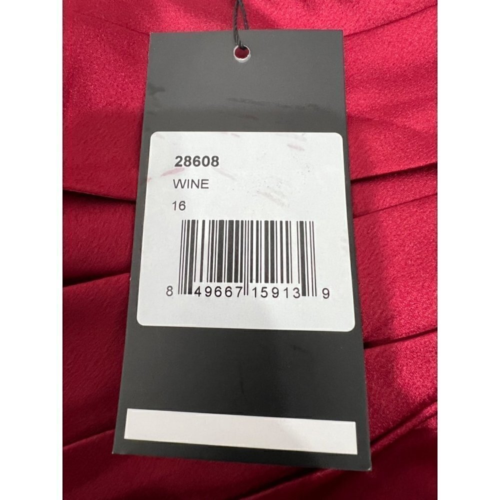 New La Femme Size 16 Strapless Slit Satin Ballgown Wine Prom Dress **Thread Pull - Picture 14 of 16